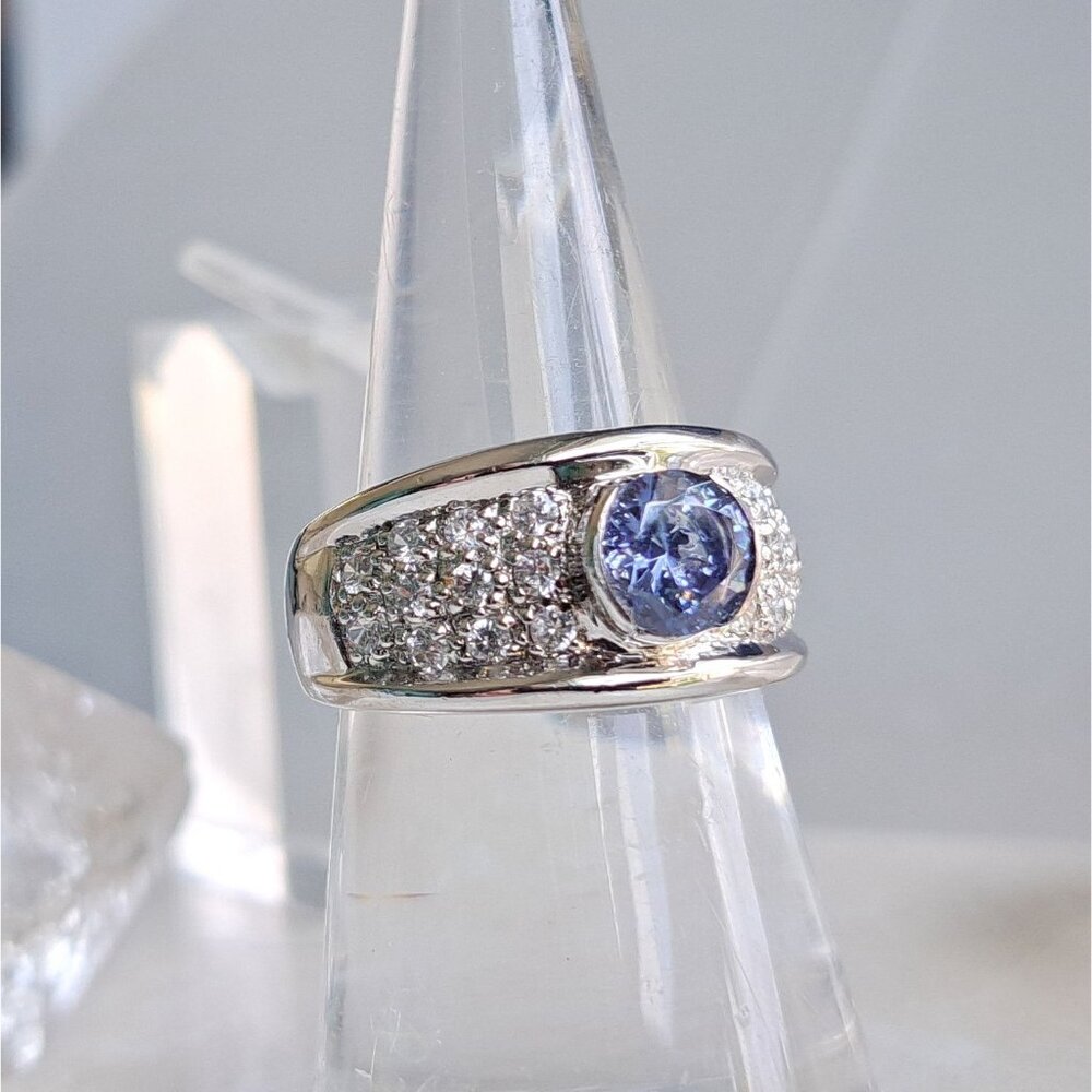 3 Carat t.w. Natural Tanzanite & Sapphire Sterling Silver Statement Ring - Picture 12 of 13
